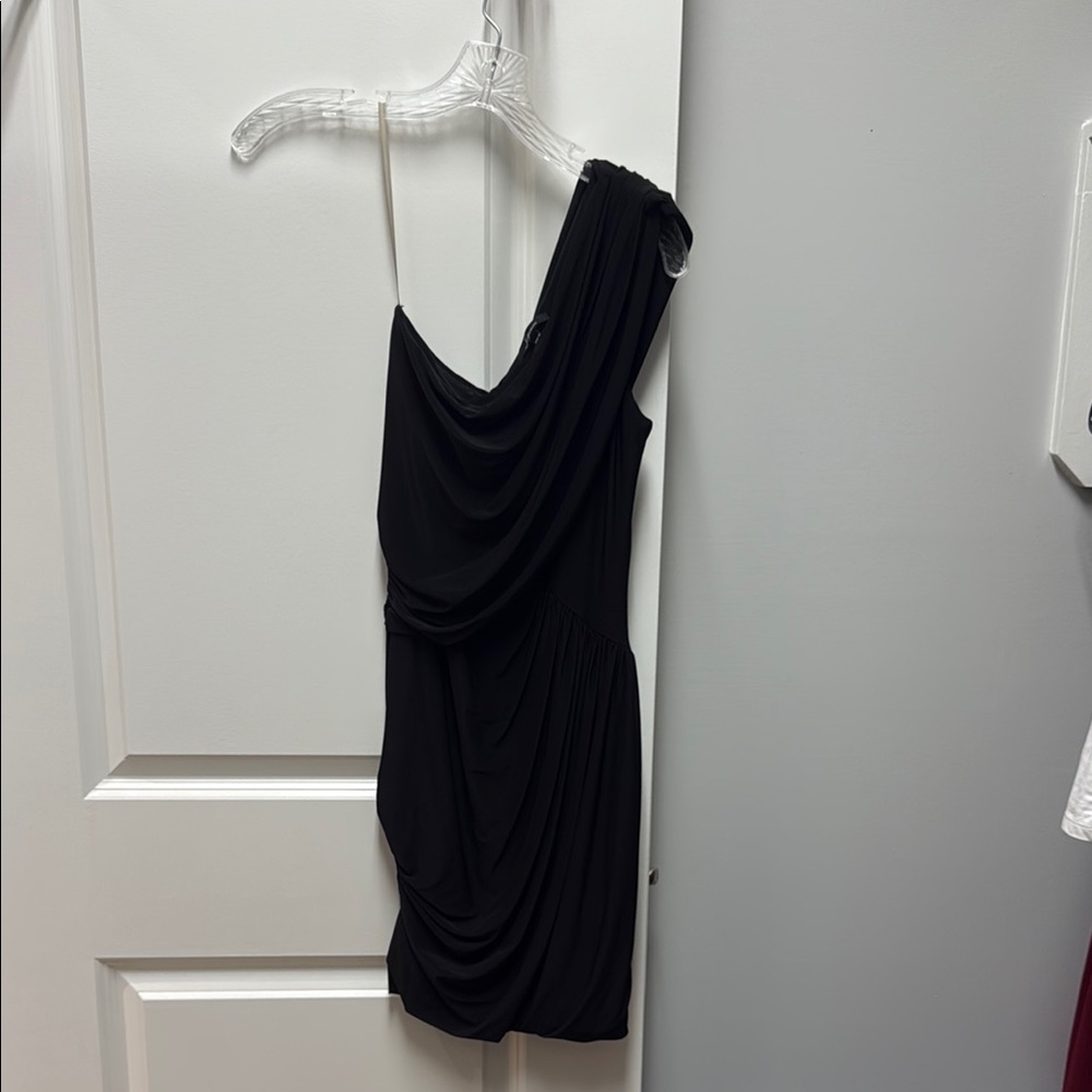 Soprano Black Asymmetrical One Shoulder Cocktail Dress